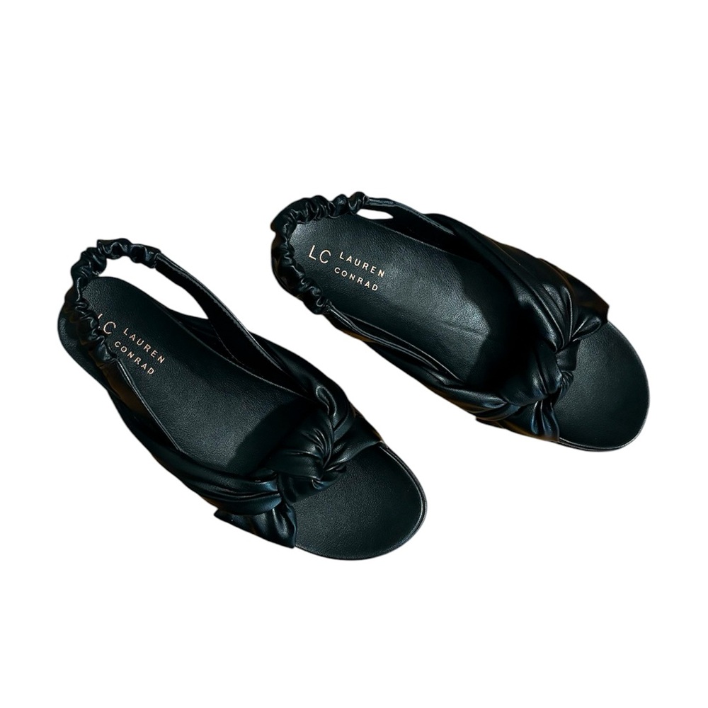 LC Lauren Conrad Sumana Women's Black Bow Slide Slingback Sandals 9.5US